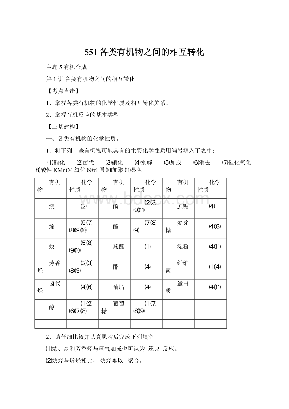 551各类有机物之间的相互转化Word文件下载.docx_第1页