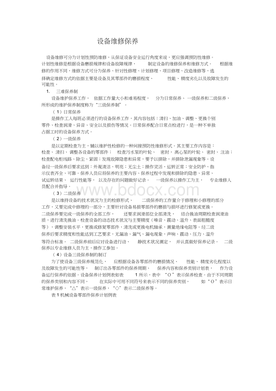 设备保养维修的基本方案.docx