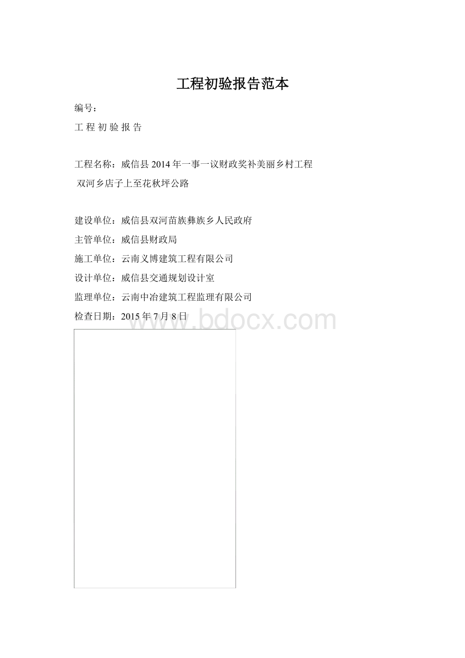 工程初验报告范本Word下载.docx