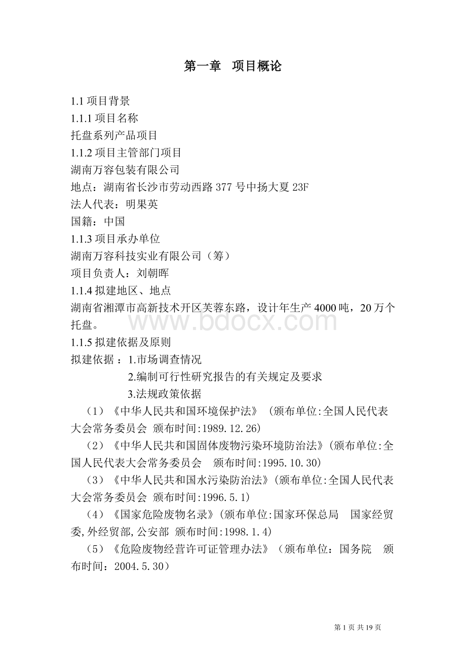 托盘项目可行性分析研究报告Word格式.doc_第1页