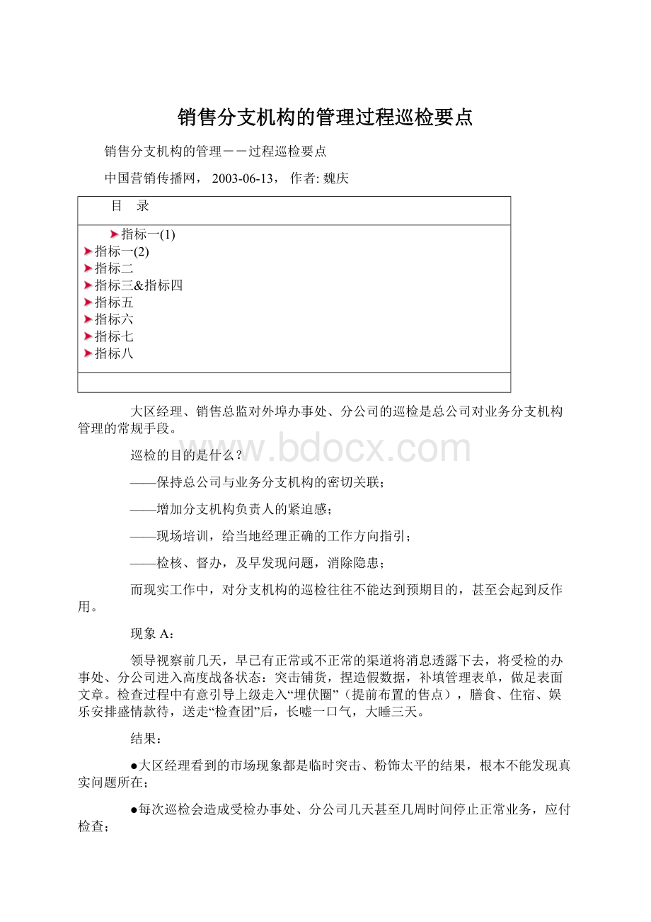 销售分支机构的管理过程巡检要点.docx