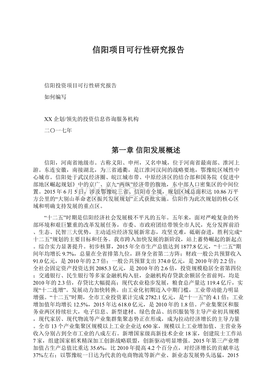 信阳项目可行性研究报告.docx