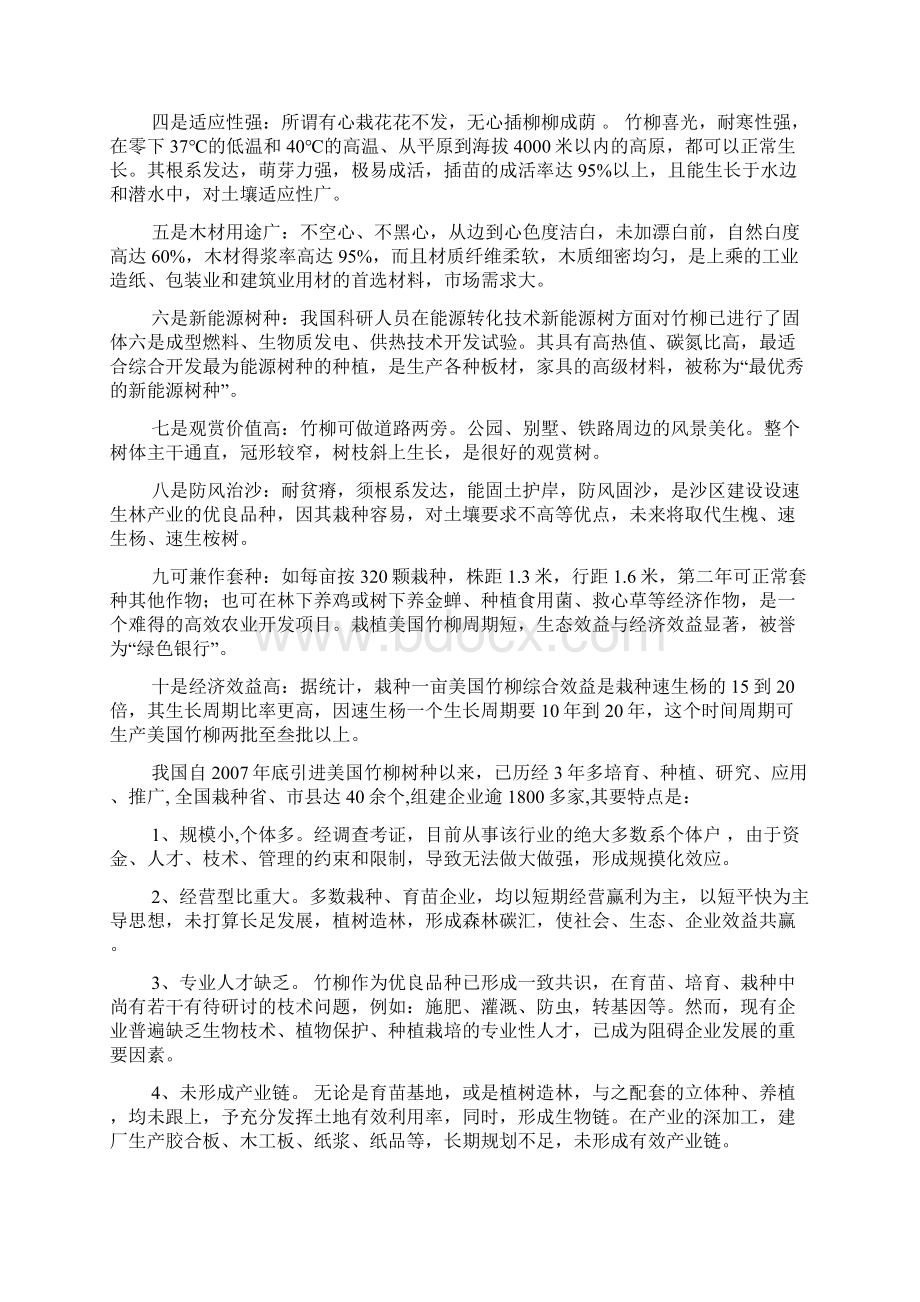 终稿速生竹柳种植产业基地建设项目可行性报告Word文档格式.docx_第3页