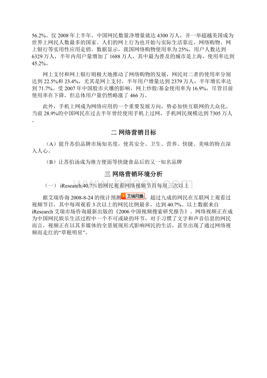 休闲食品苏伯汤网络营销策划方案概要Word文档格式.docx_第2页