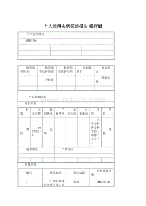 个人信用实例征信报告 银行版.docx