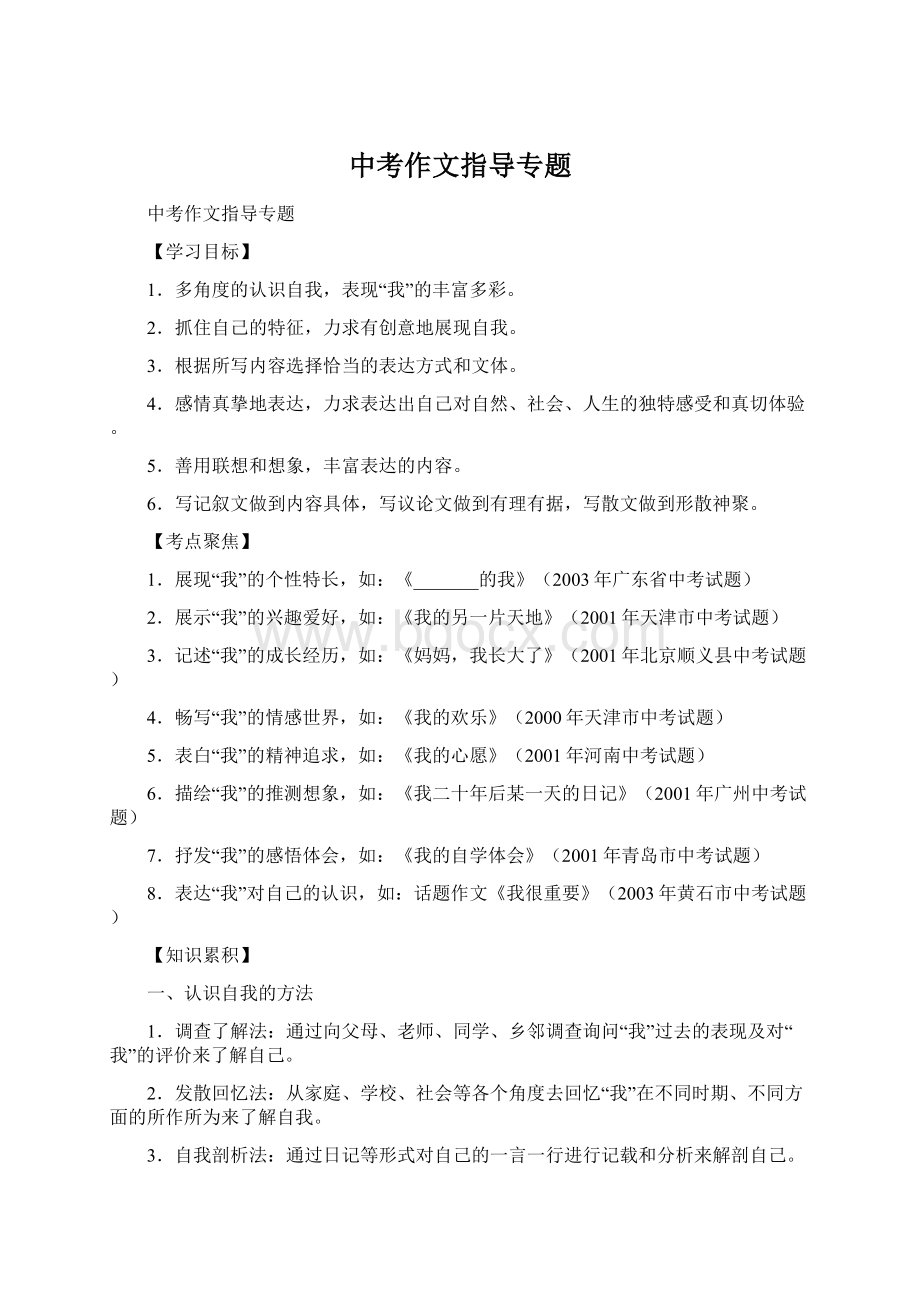 中考作文指导专题Word文档格式.docx