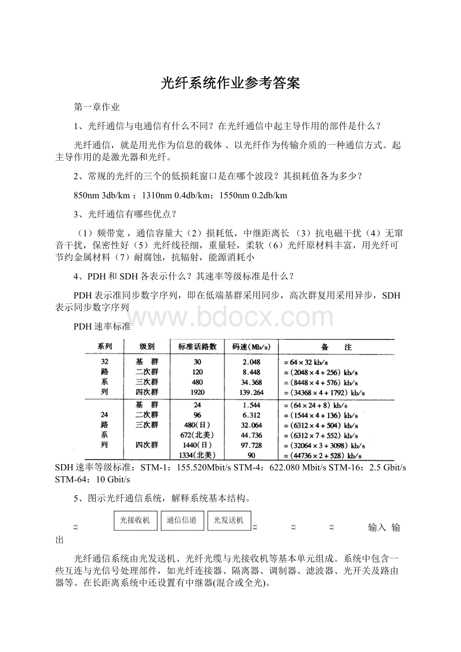 光纤系统作业参考答案.docx