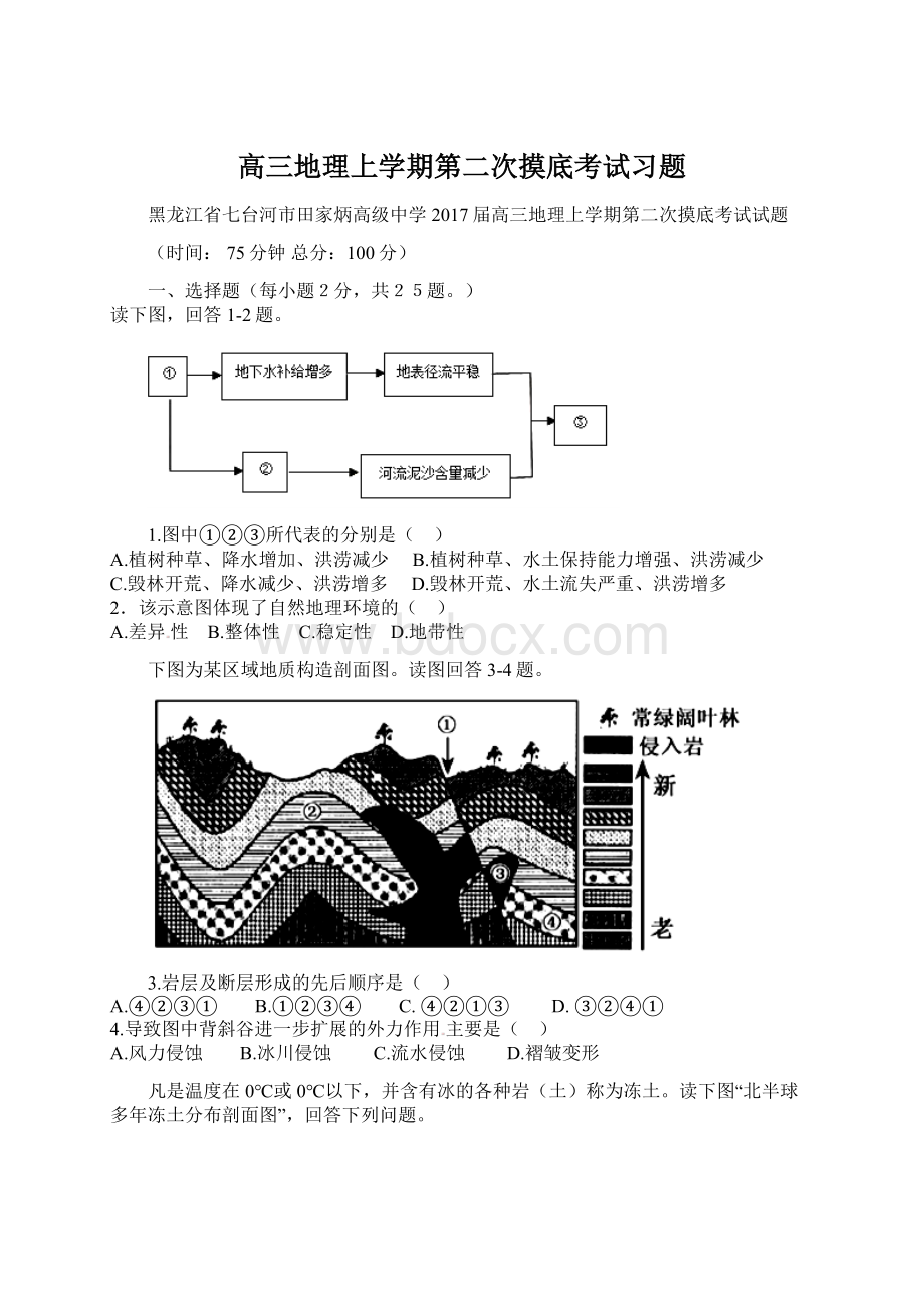 高三地理上学期第二次摸底考试习题Word格式文档下载.docx_第1页