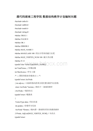 源代码湖南工程学院 数据结构教学计划编制问题.docx