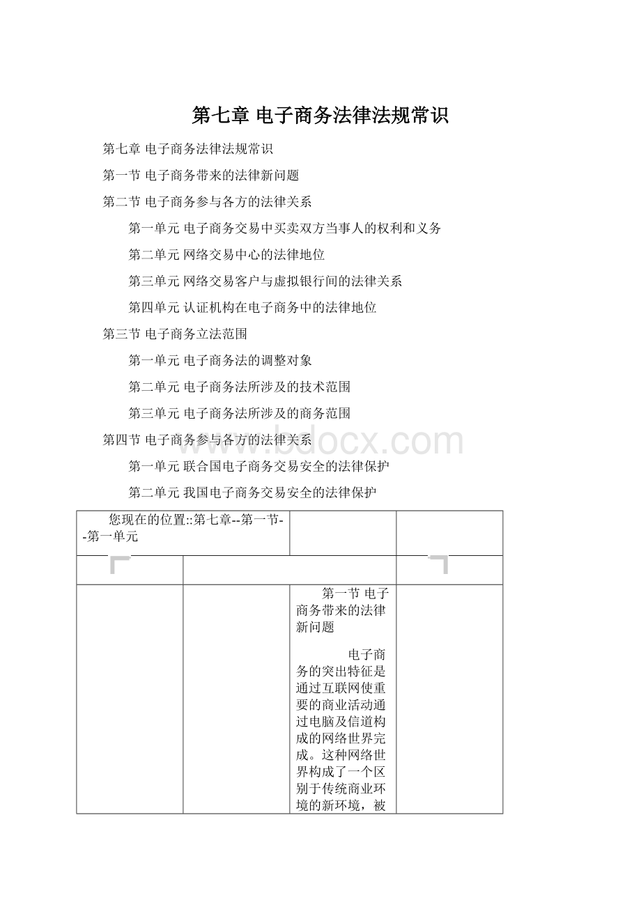 第七章 电子商务法律法规常识.docx_第1页