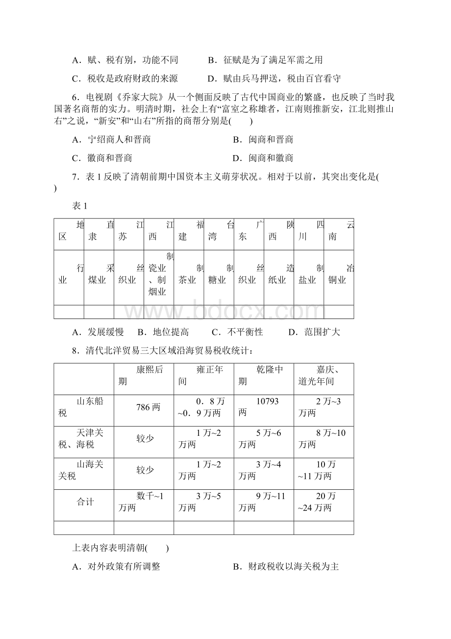 辽宁省师大附中学年高二历史下学期模块考试试题无答案Word文档格式.docx_第2页