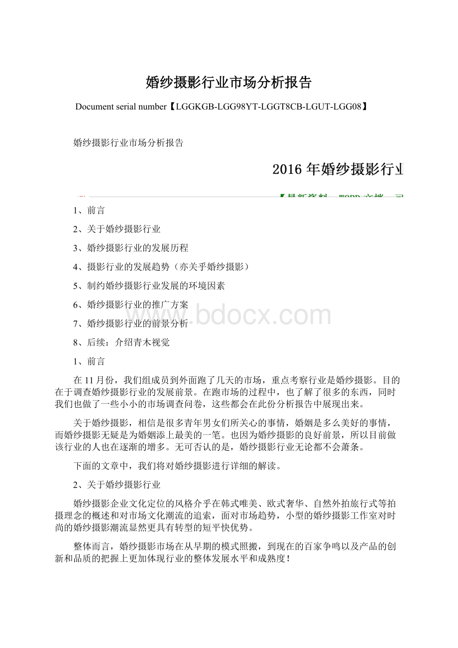 婚纱摄影行业市场分析报告Word格式文档下载.docx