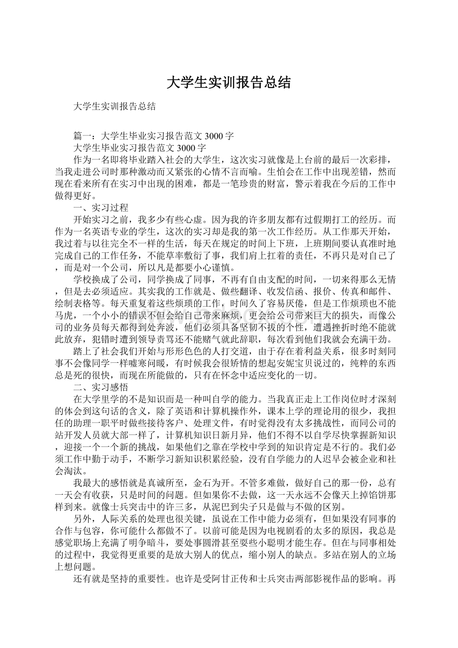 大学生实训报告总结.docx