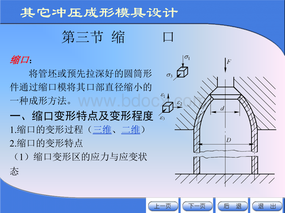 拉深好的圆筒形件通过缩口模将其口部直径.ppt