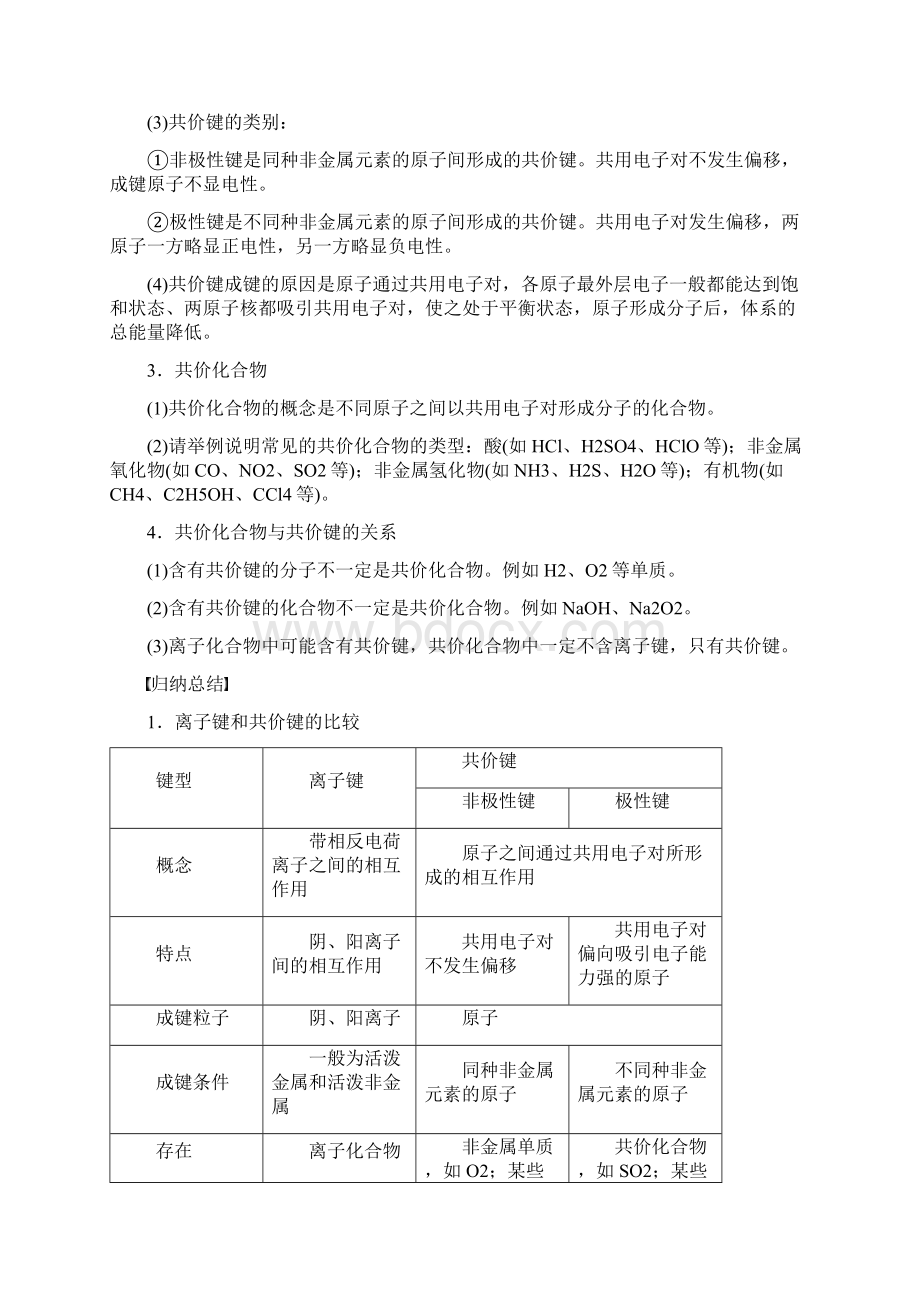 高中化学专题1微观结构与物质的多样性第2单元微粒之间的相互作用力第2课时教学案苏教版必修2Word文档格式.docx_第2页