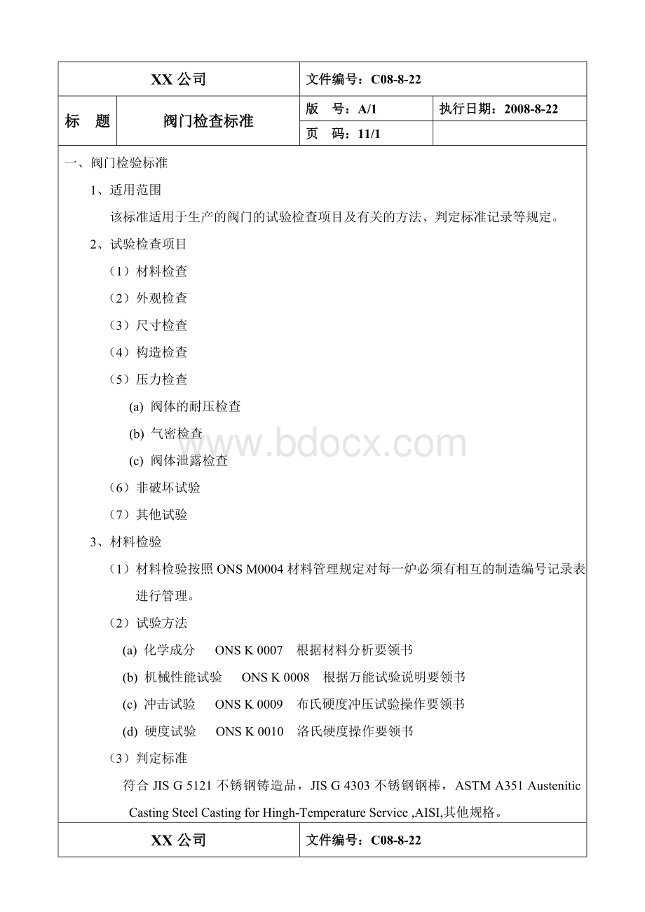 阀门检验标准(新)Word文档格式.doc