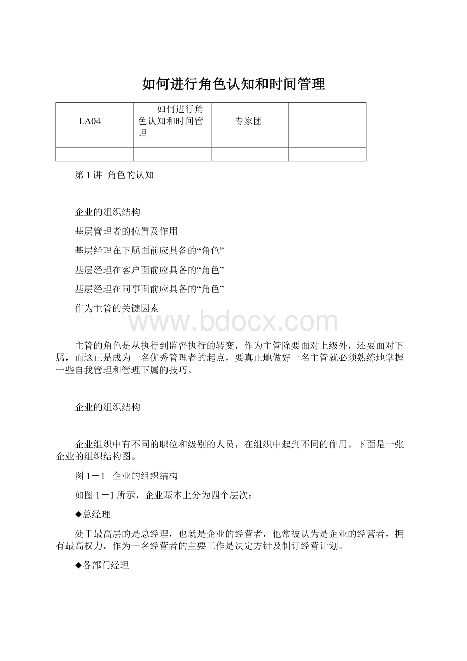 如何进行角色认知和时间管理Word文档下载推荐.docx