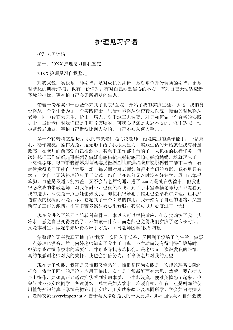 护理见习评语.docx