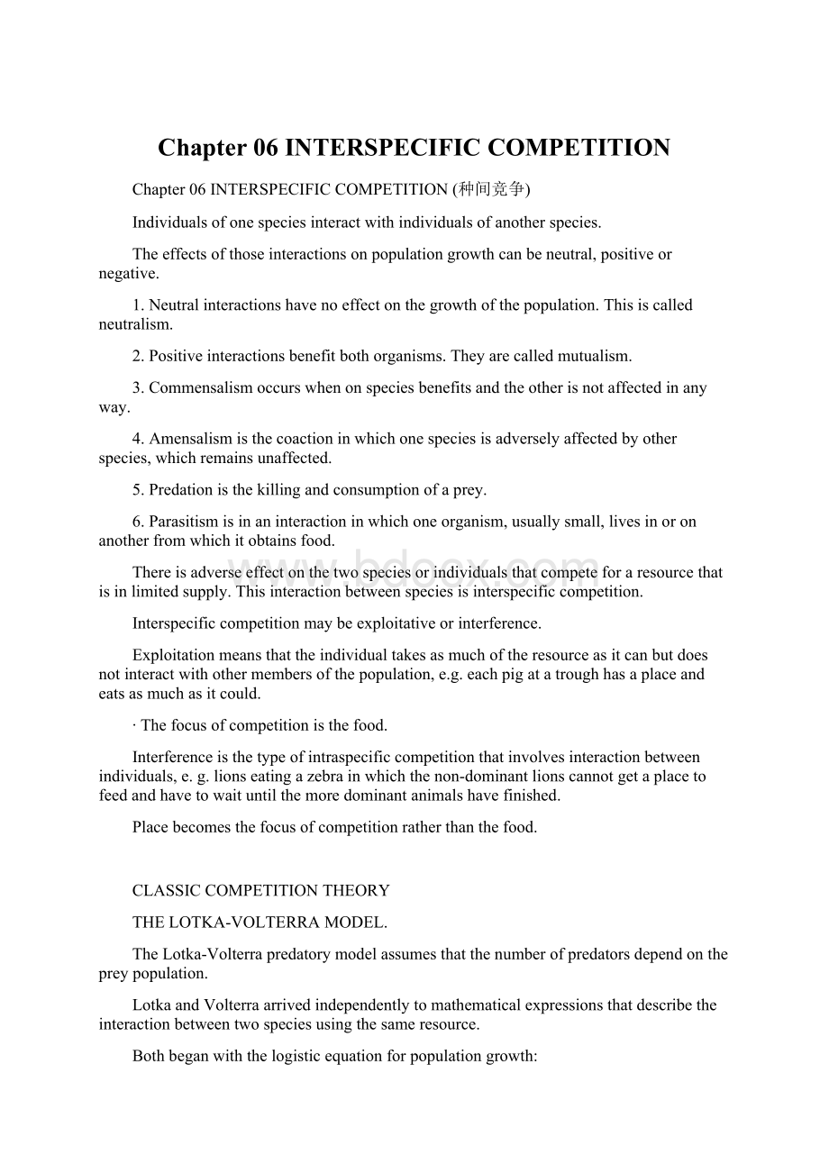 Chapter 06 INTERSPECIFIC COMPETITION.docx_第1页