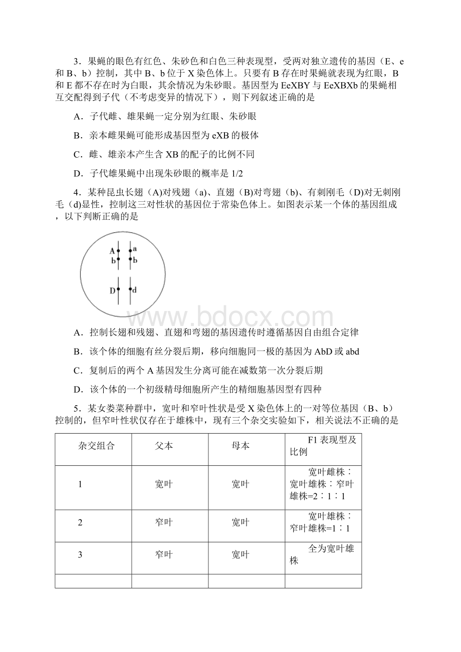 省重点高中 遗传的基本规律综合 测试题.docx_第2页