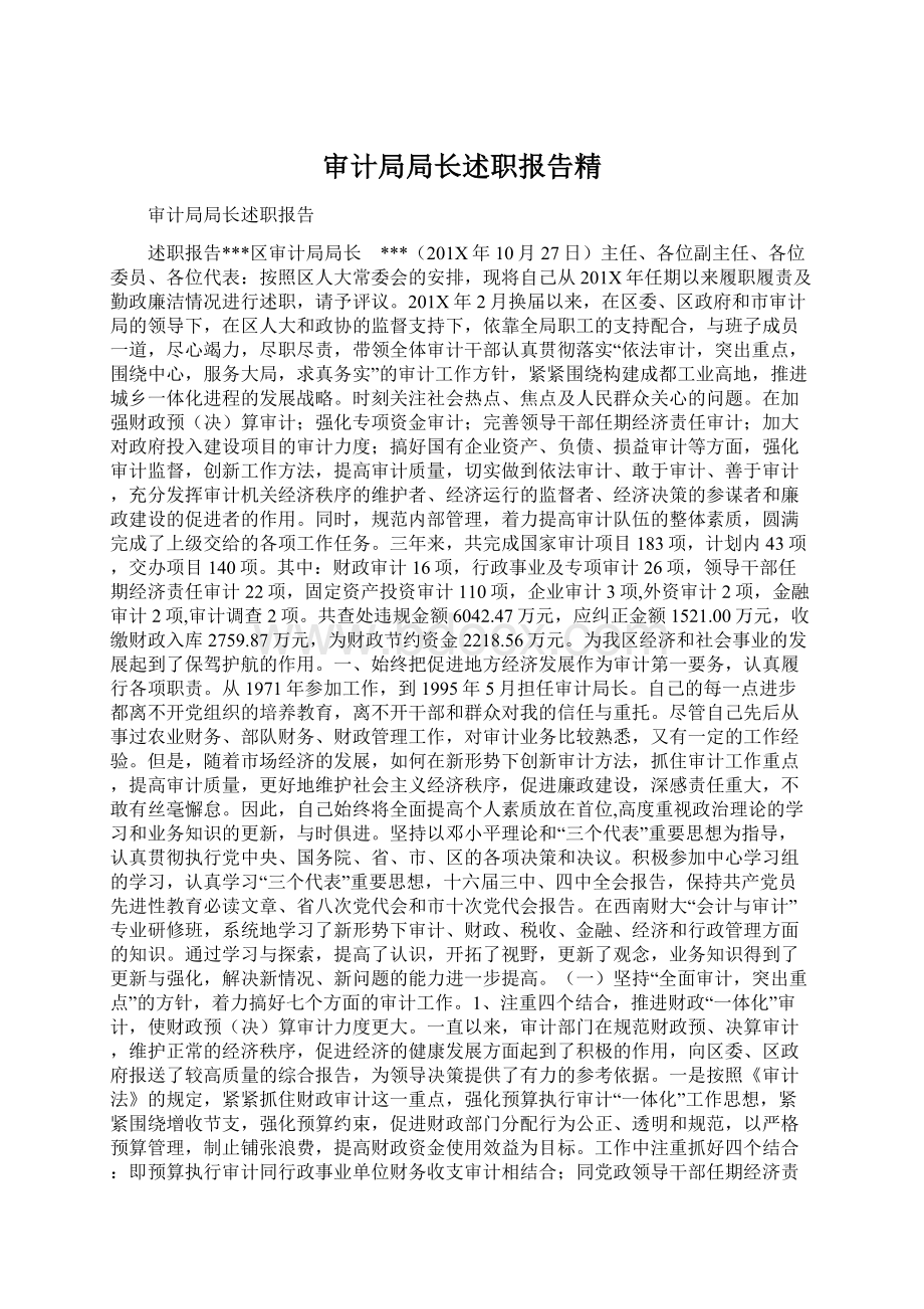 审计局局长述职报告精Word文件下载.docx_第1页