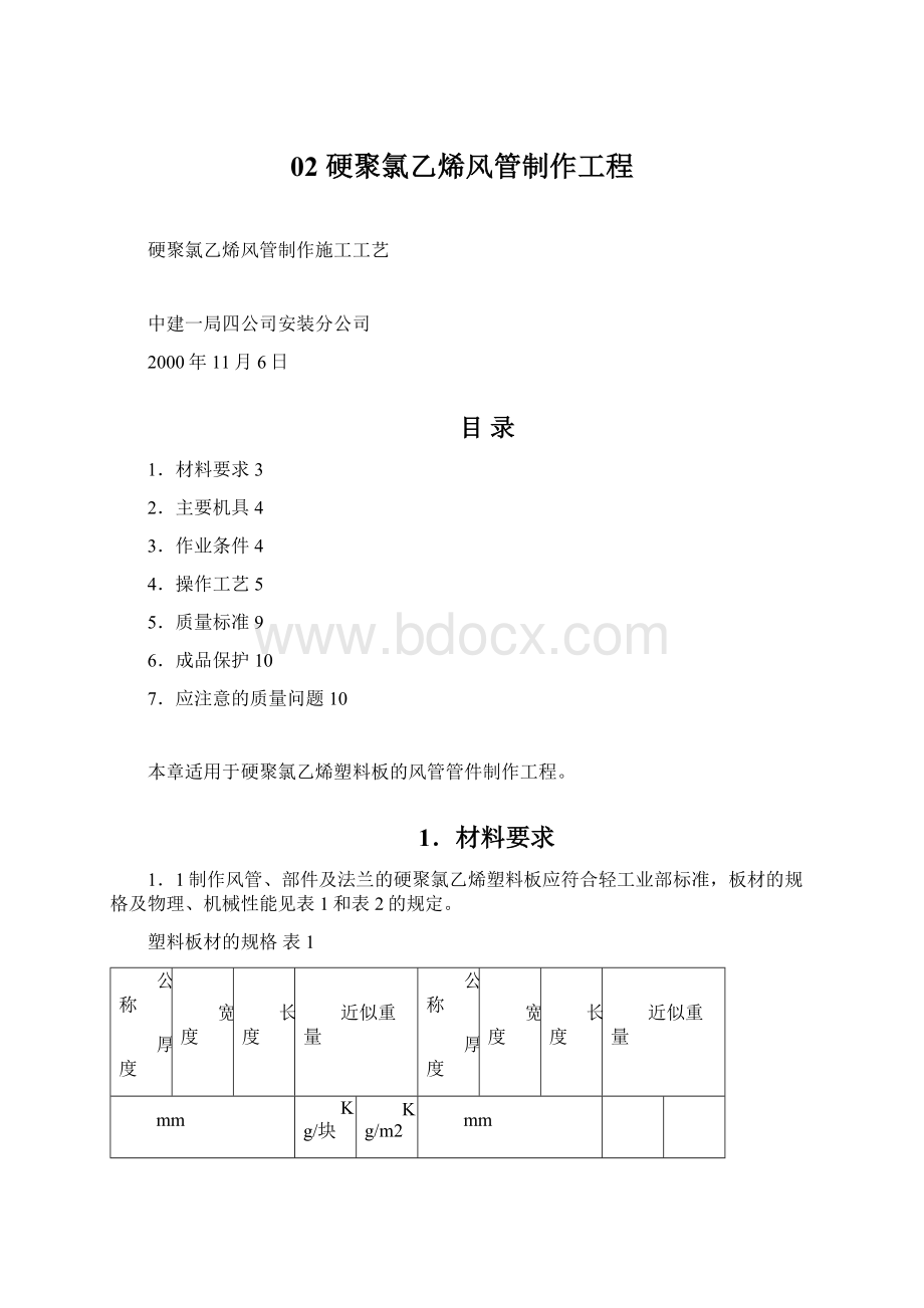 02 硬聚氯乙烯风管制作工程Word格式.docx