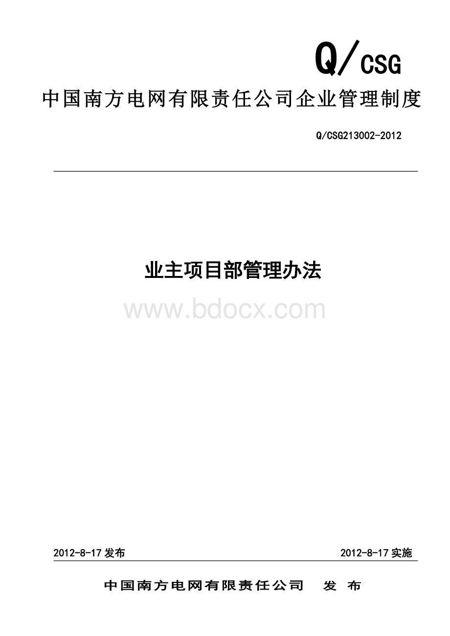 中国南方电网有限责任公司业主项目部管理办法Word文件下载.doc