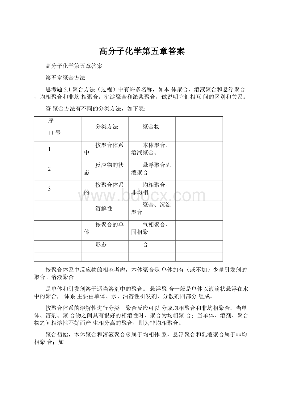 高分子化学第五章答案Word下载.docx_第1页