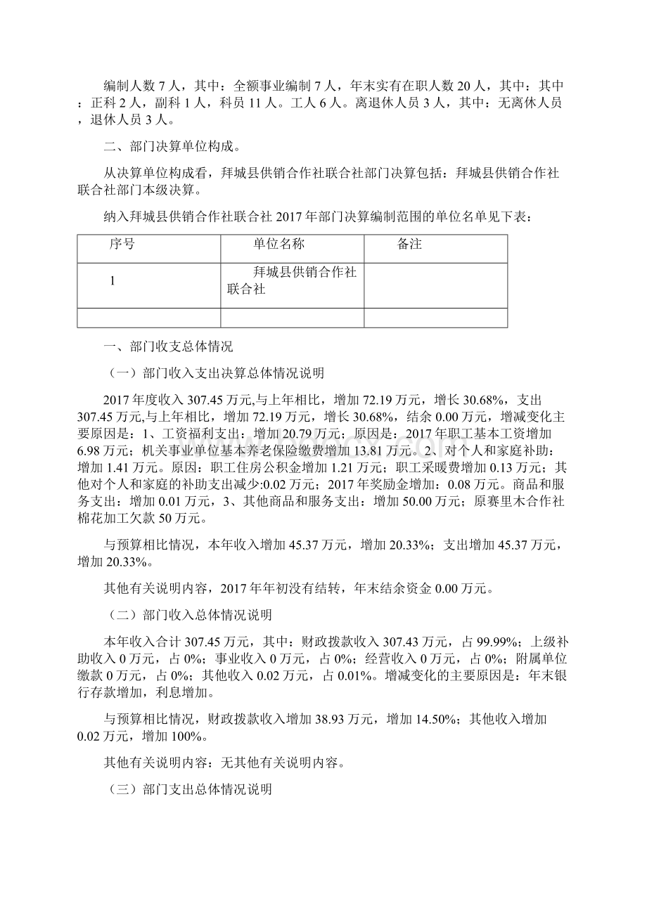 拜城供销合作社联合社部门决算Word格式文档下载.docx_第2页