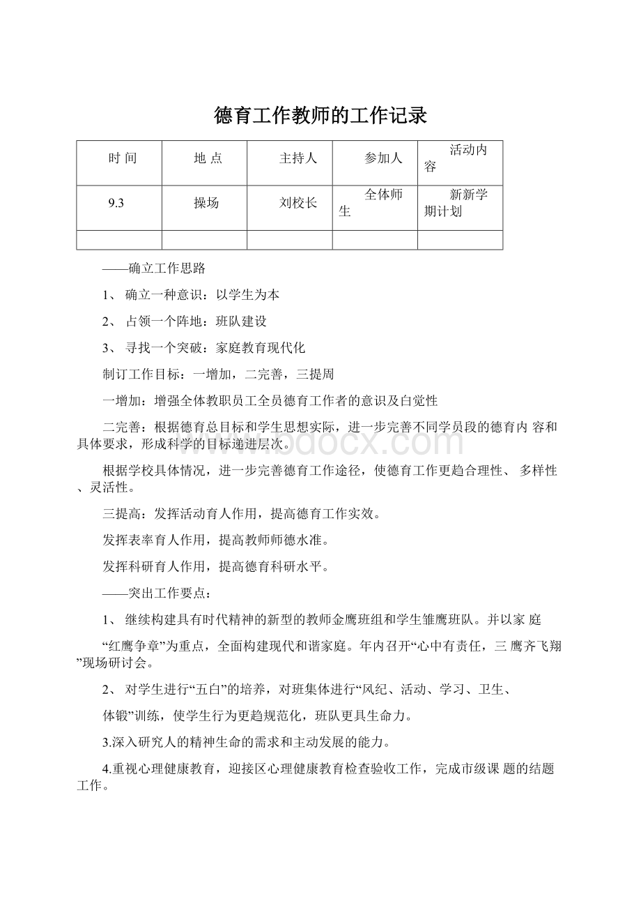 德育工作教师的工作记录.docx