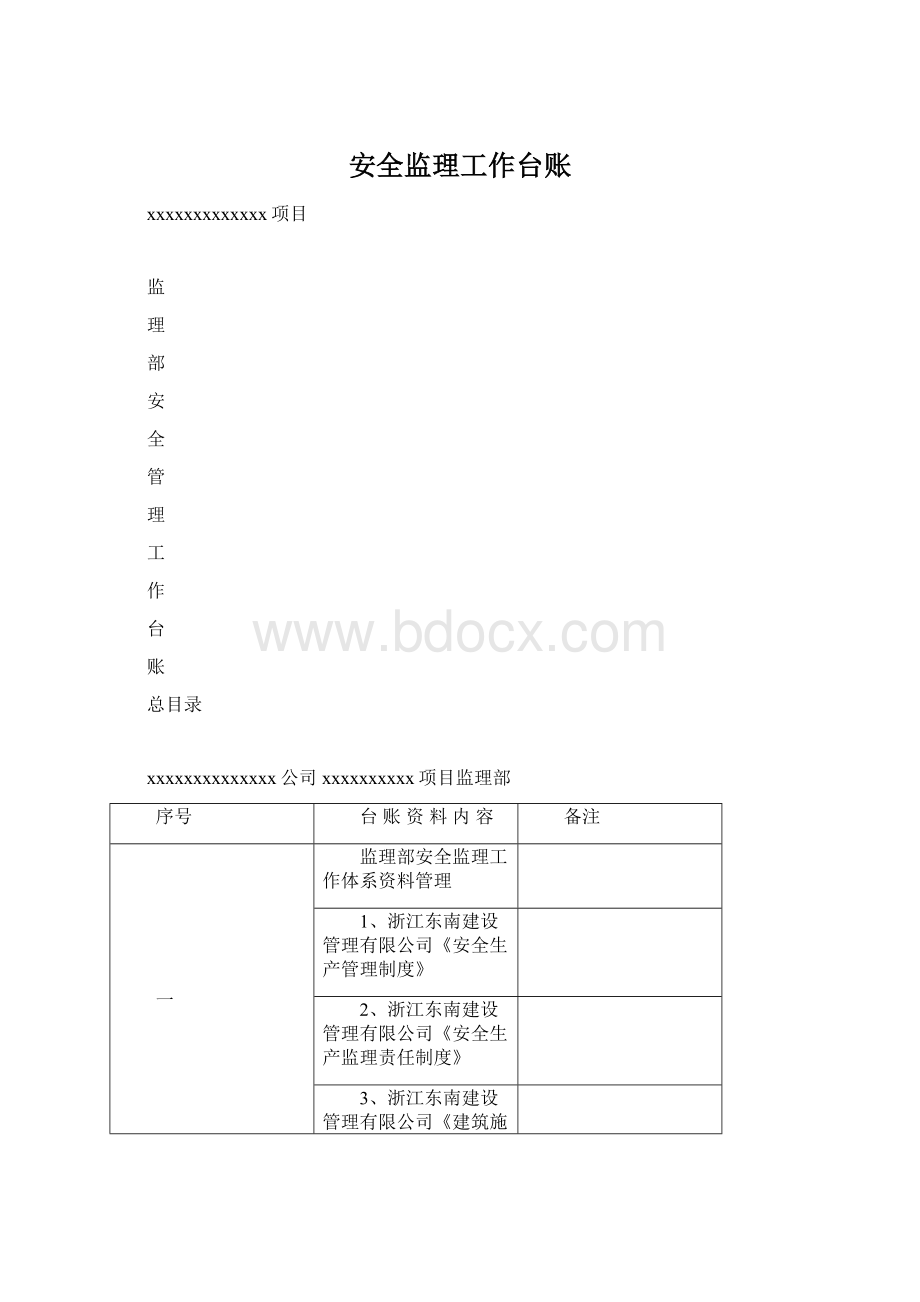 安全监理工作台账Word格式.docx_第1页