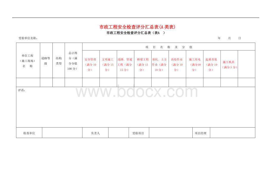 市政工程施工安全检查标准(修).doc