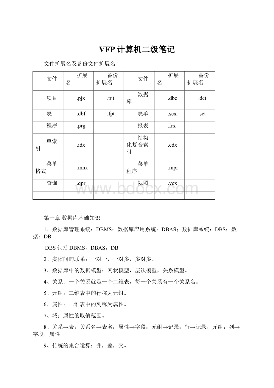 VFP计算机二级笔记.docx