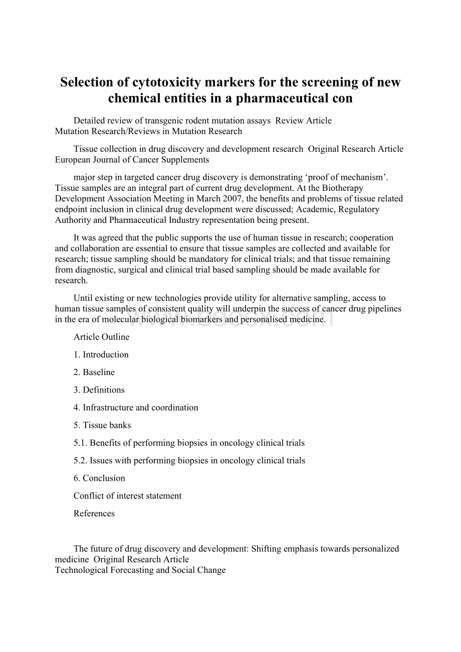 Selection of cytotoxicity markers for the screening of new chemical entities in a pharmaceutical con.docx