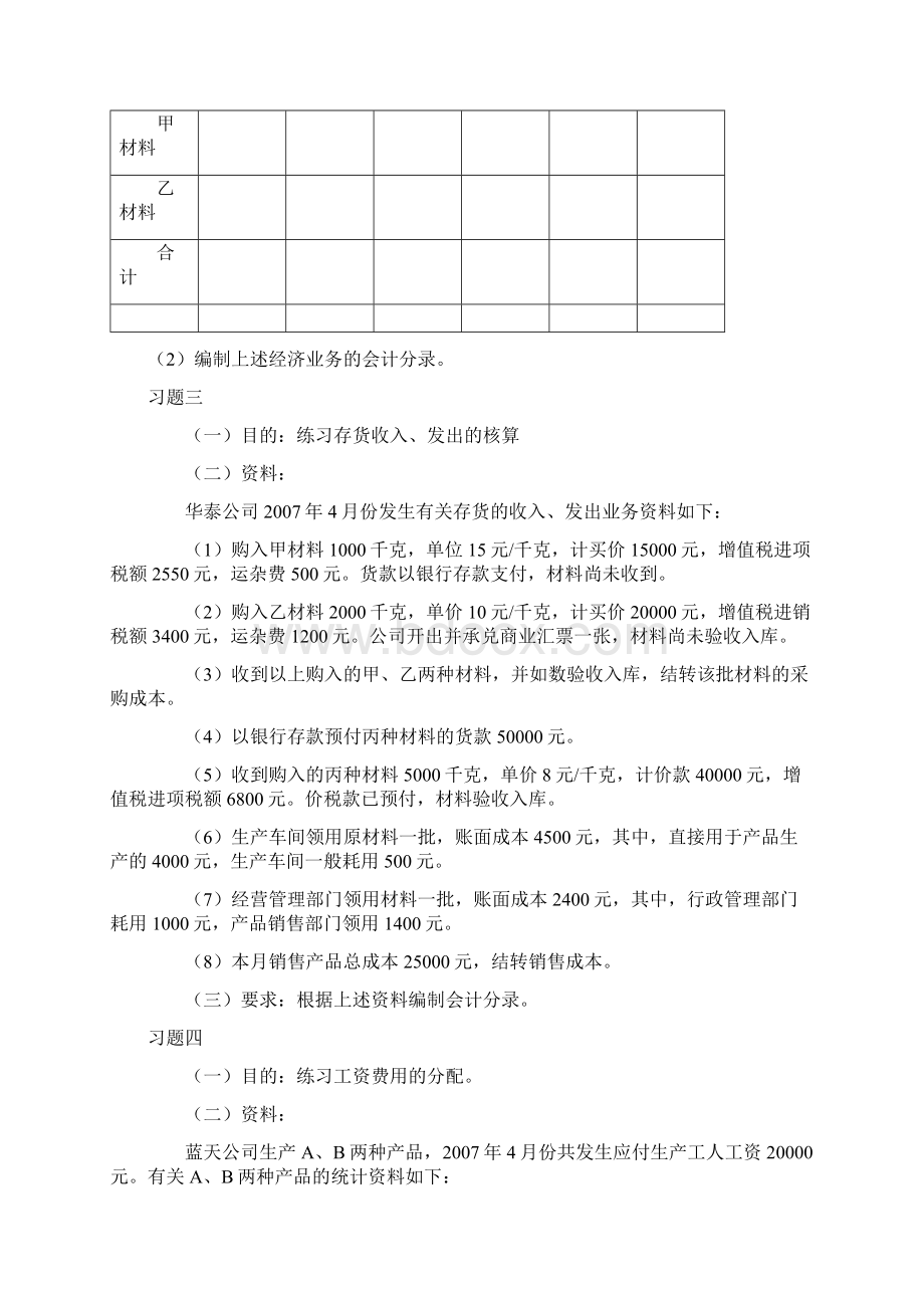 第7章制造业企业主要经济业务的核算习题及参考答案Word文件下载.docx_第3页