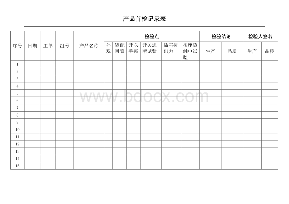 产品首检记录表Word文档下载推荐.doc