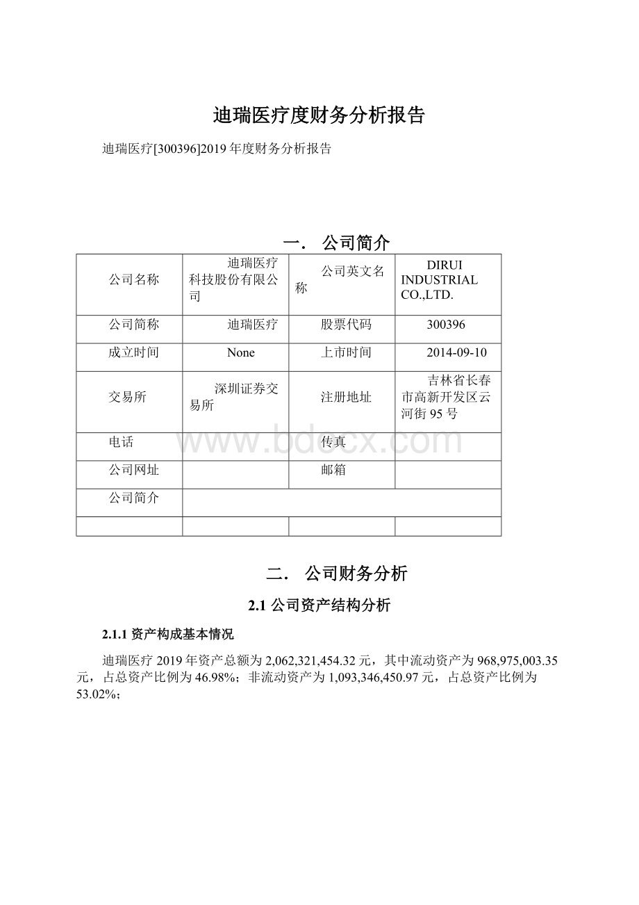 迪瑞医疗度财务分析报告.docx_第1页