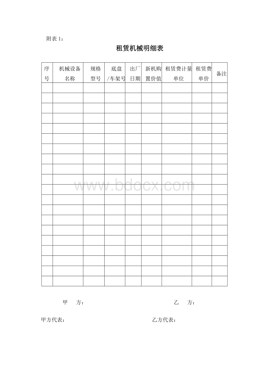 租赁机械明细表文档格式.doc_第1页