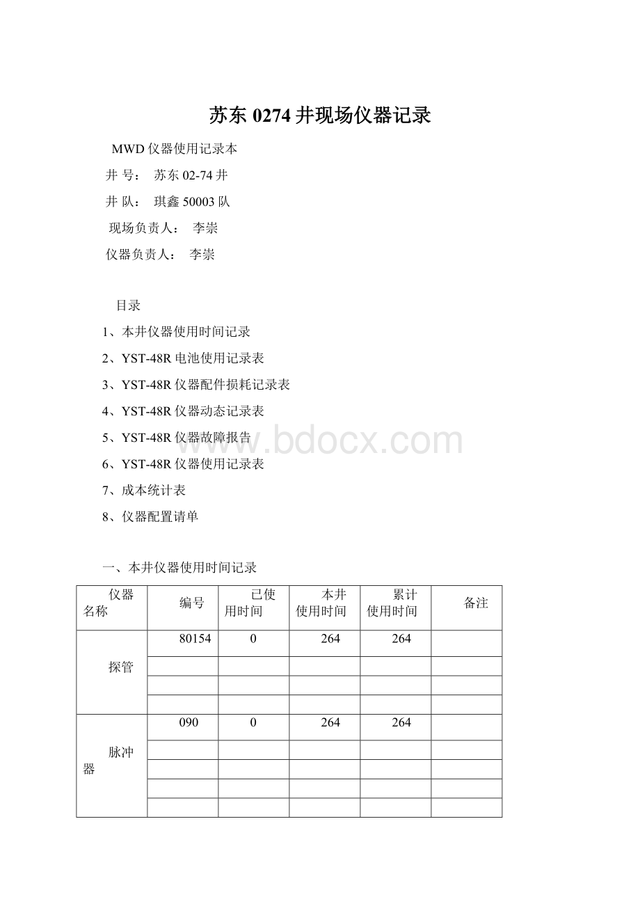 苏东0274井现场仪器记录Word文档下载推荐.docx