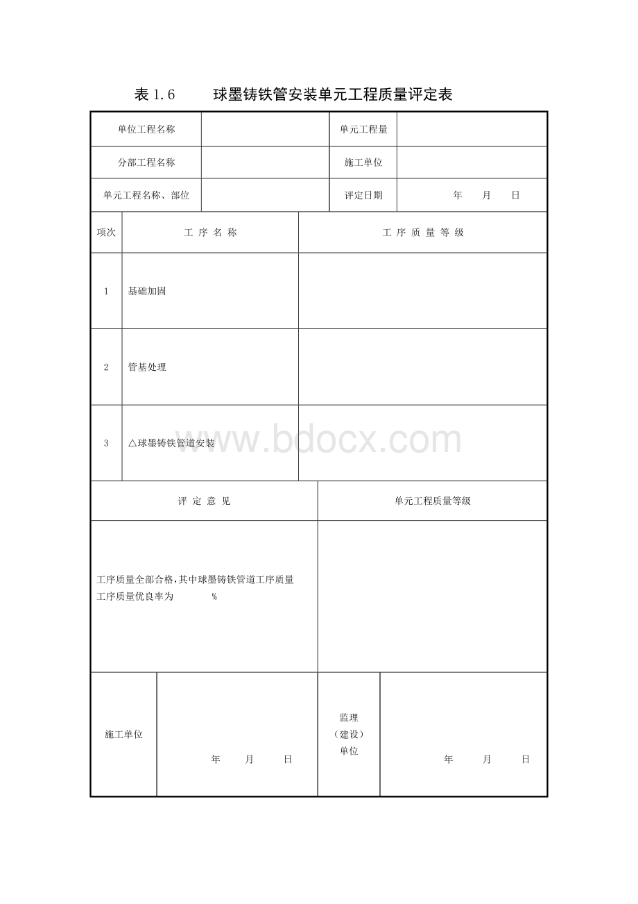 球墨铸铁管道评定表Word格式文档下载.doc_第1页