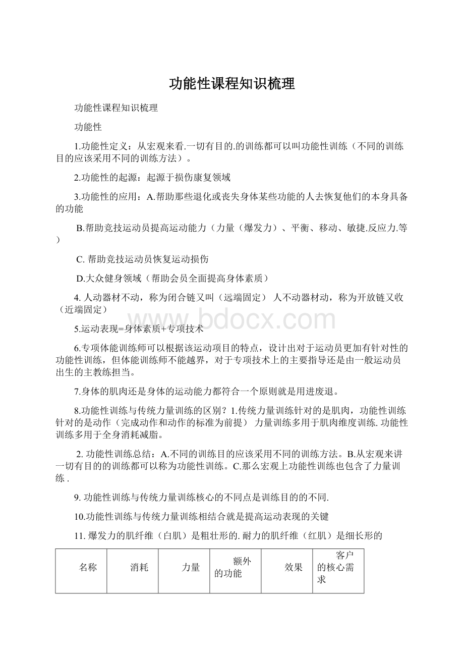 功能性课程知识梳理Word格式文档下载.docx