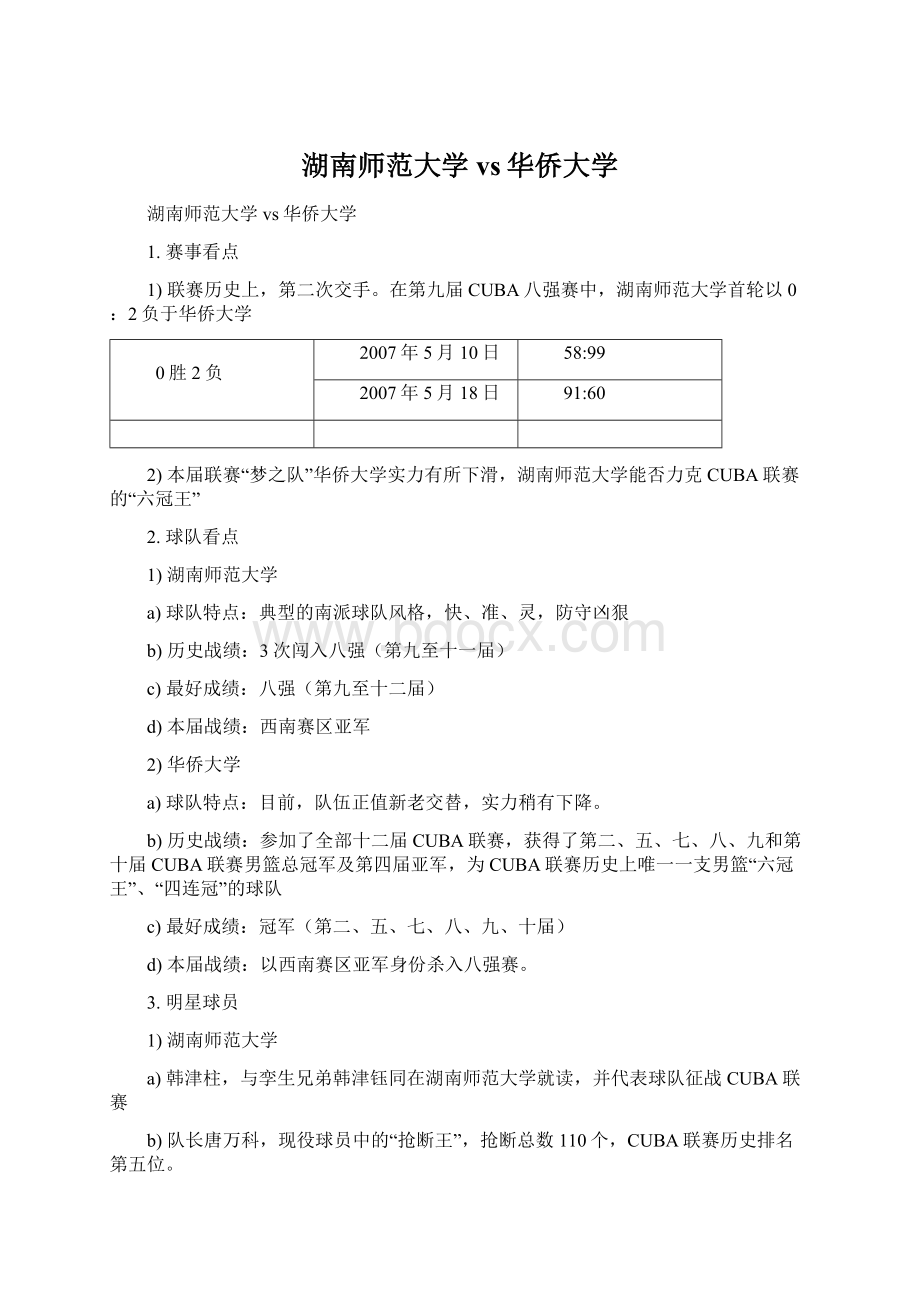 湖南师范大学vs华侨大学.docx