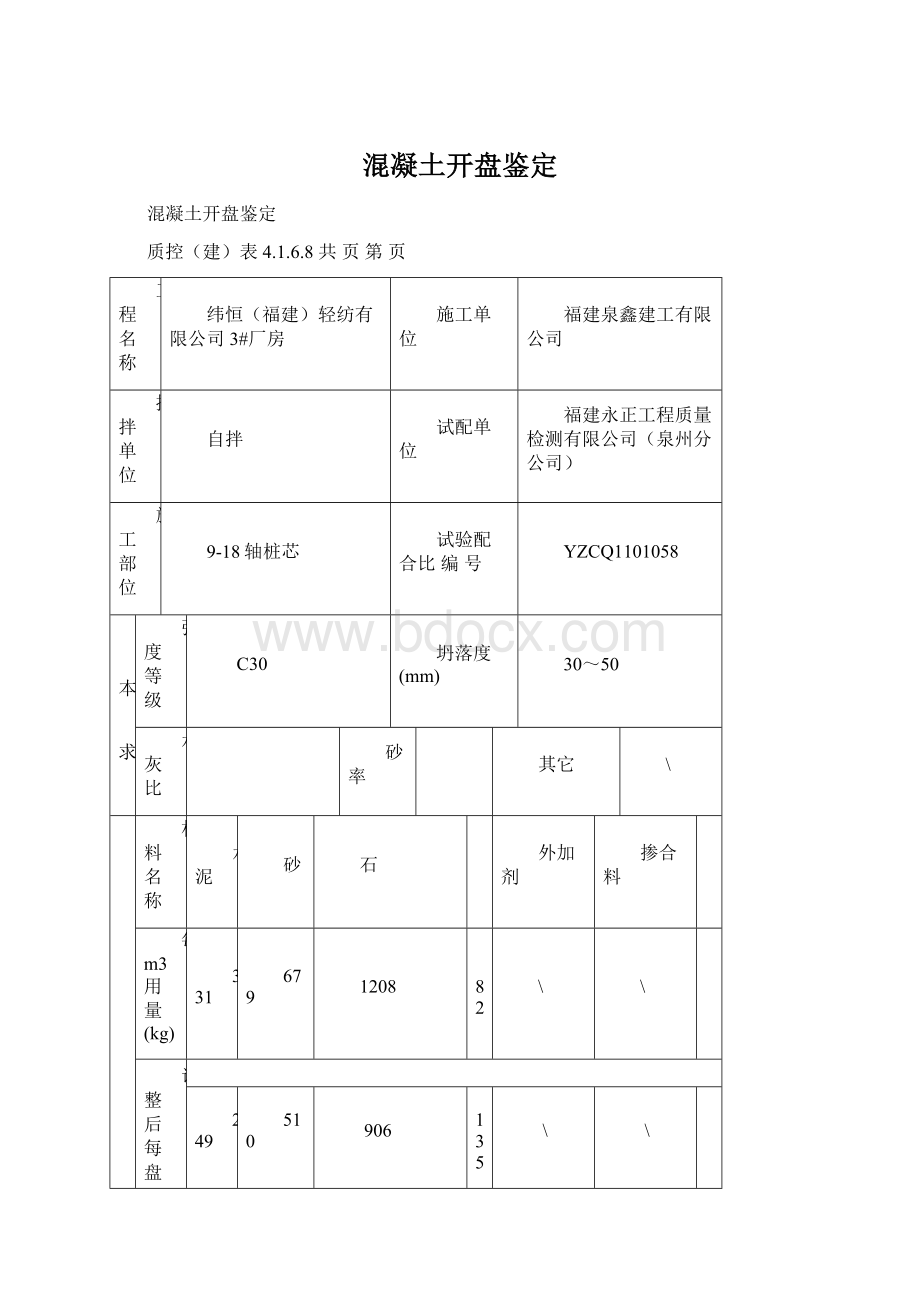 混凝土开盘鉴定Word格式文档下载.docx_第1页