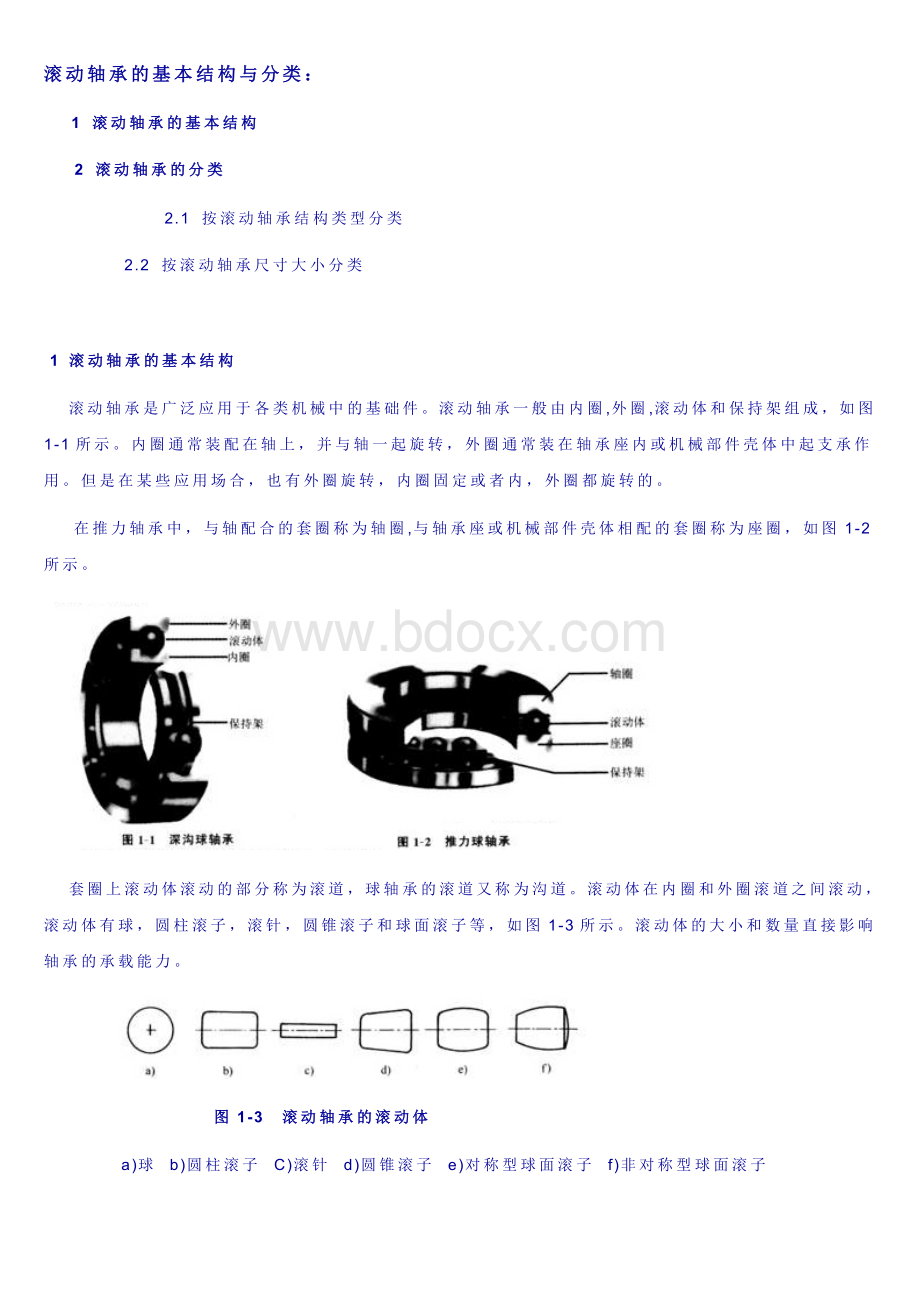 滚动轴承的基本结构与分类Word文件下载.doc