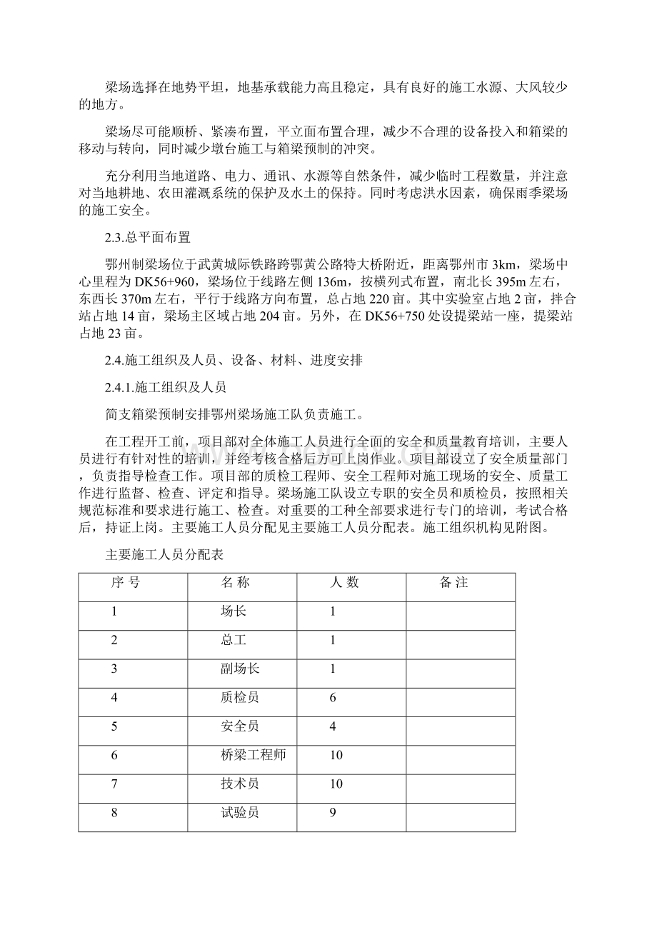 新建武汉至黄石城际铁路某制梁场实施性施工组织设计Word文件下载.docx_第2页