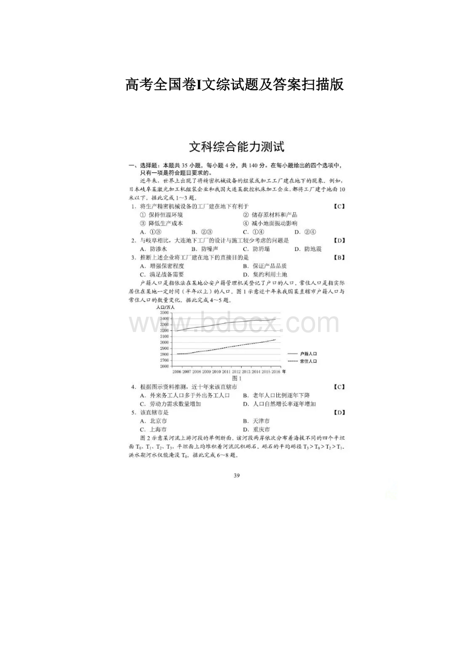 高考全国卷Ⅰ文综试题及答案扫描版Word文档下载推荐.docx