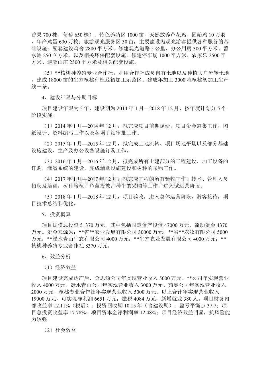 农旅一体化生态农业示范园区建设项目可行性研究报告Word文档格式.docx_第2页