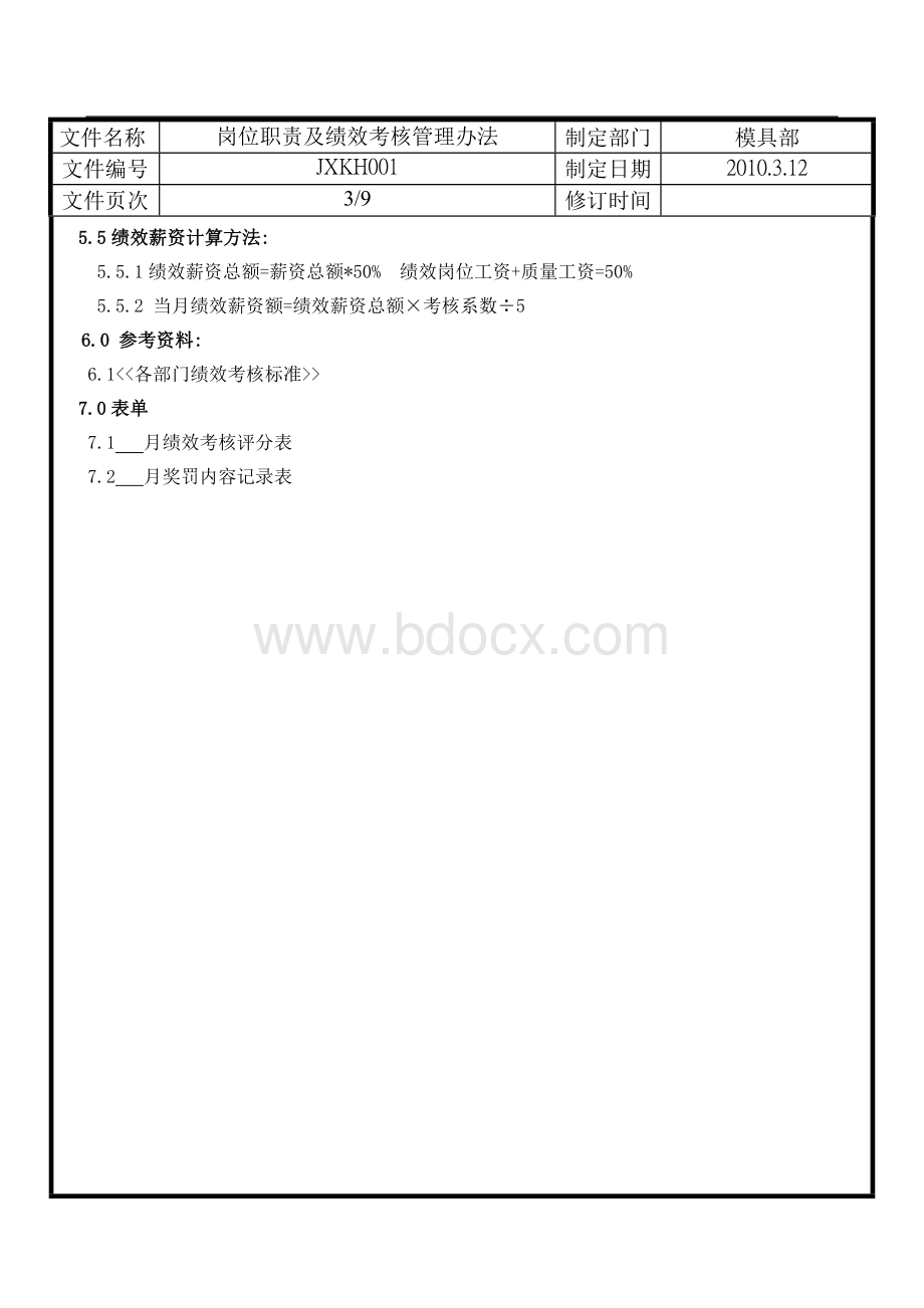 模具部员工岗位职责绩效考核管理办法.doc_第3页