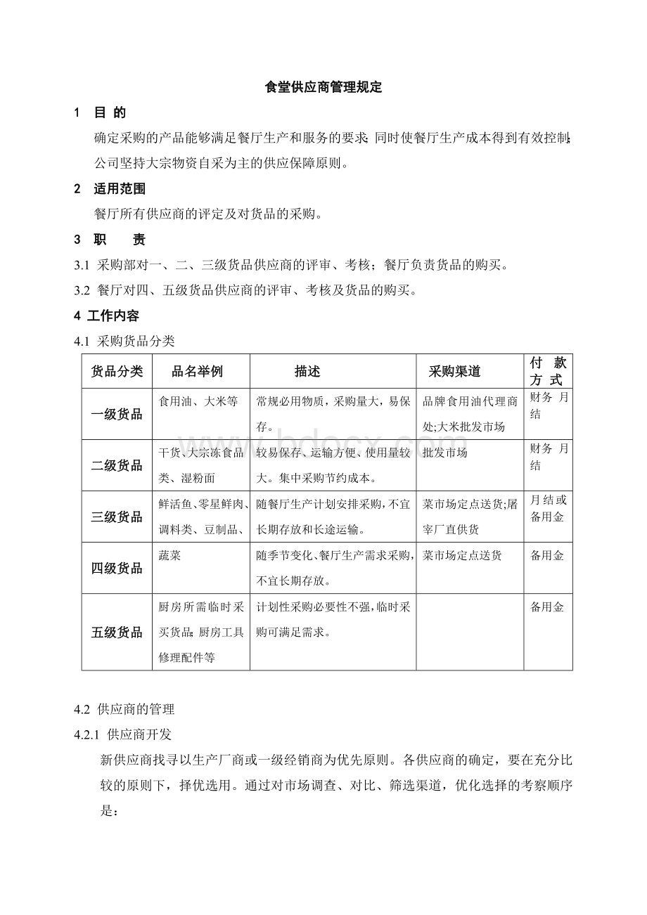 食堂供应商管理规定docWord文档格式.doc_第1页