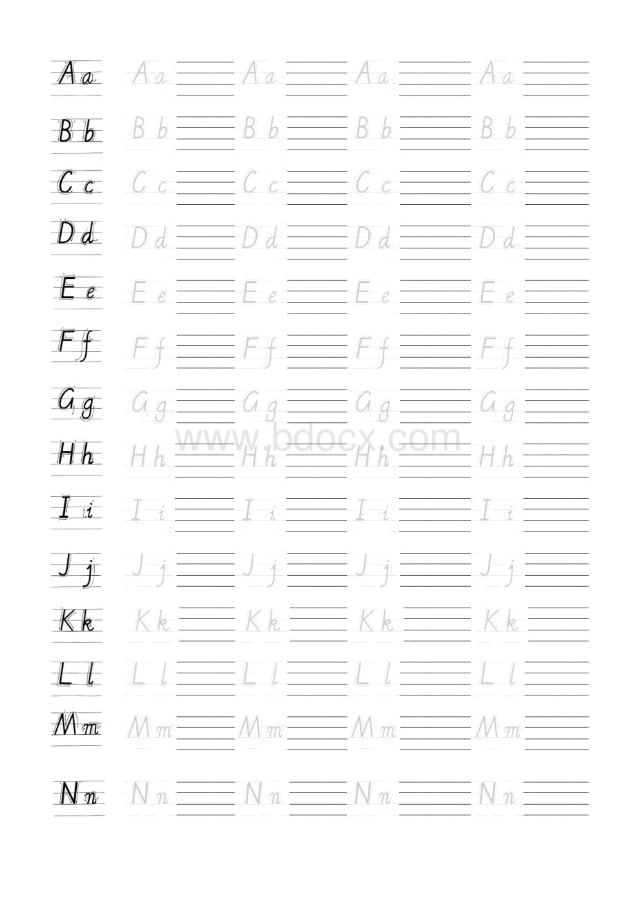 学生用英文字母手写体描红书写字帖有笔顺也可仿写Word格式.docx